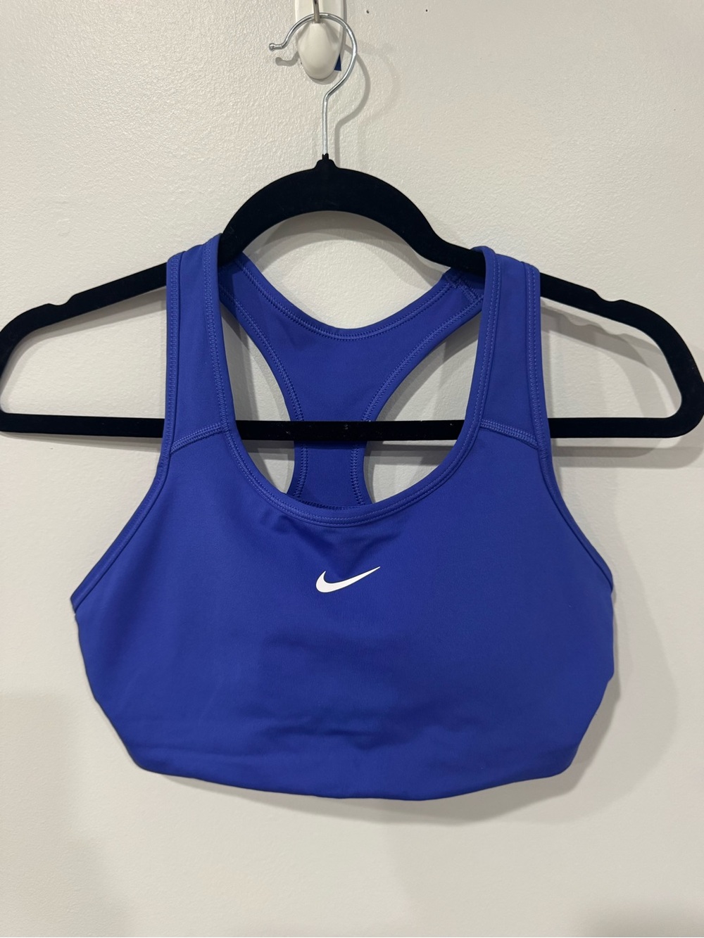 Nike Blue Racerback Sports Bra with White Swoosh